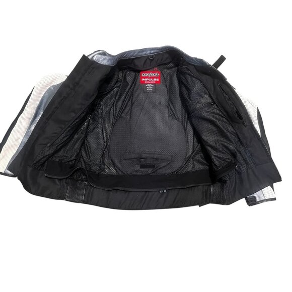 Cortech Impulse Motorcycle Jacket Men 2XL Leather Black Metallic Reflective Pads - Picture 3 of 16